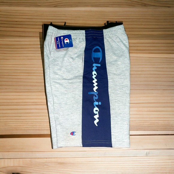 Champion Big Boys Short Ft Panel Active Side Pockets Gray Blue Logo SZ L  New - Picture 8 of 8